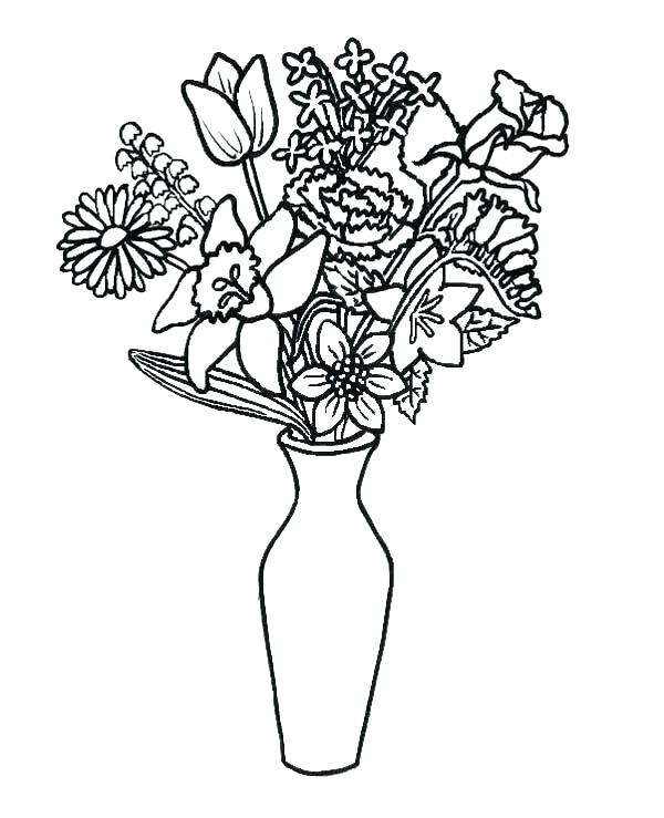Flower Vase Coloring Page Flower Bouquets Coloring Pages Flower 600x739 Flower Vase Coloring Page Flower Bouquets Coloring Pages Flower