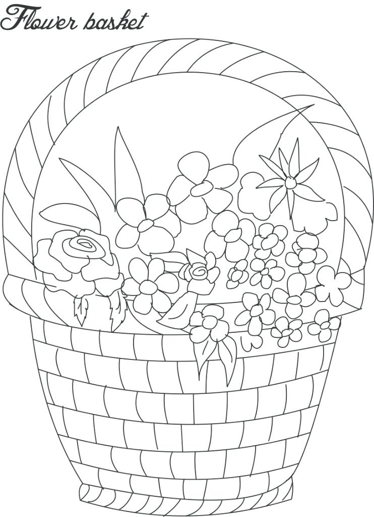 Flower Basket Colouring Pages Sketch Flowers And Coloring Page 742x1024 Flower Basket Colouring Pages Sketch Flowers And Coloring Page
