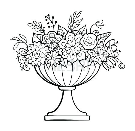 Flower Pot Coloring Pages Flower Basket Coloring Pages Also Vase 450x438 Flower Pot Coloring Pages Flower Basket Coloring Pages Also Vase