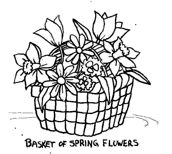 Put Spring Flowers In Basket Of Flowers Coloring Pages Coloring 600x538 Put Spring Flowers In Basket Of Flowers Coloring Pages Coloring