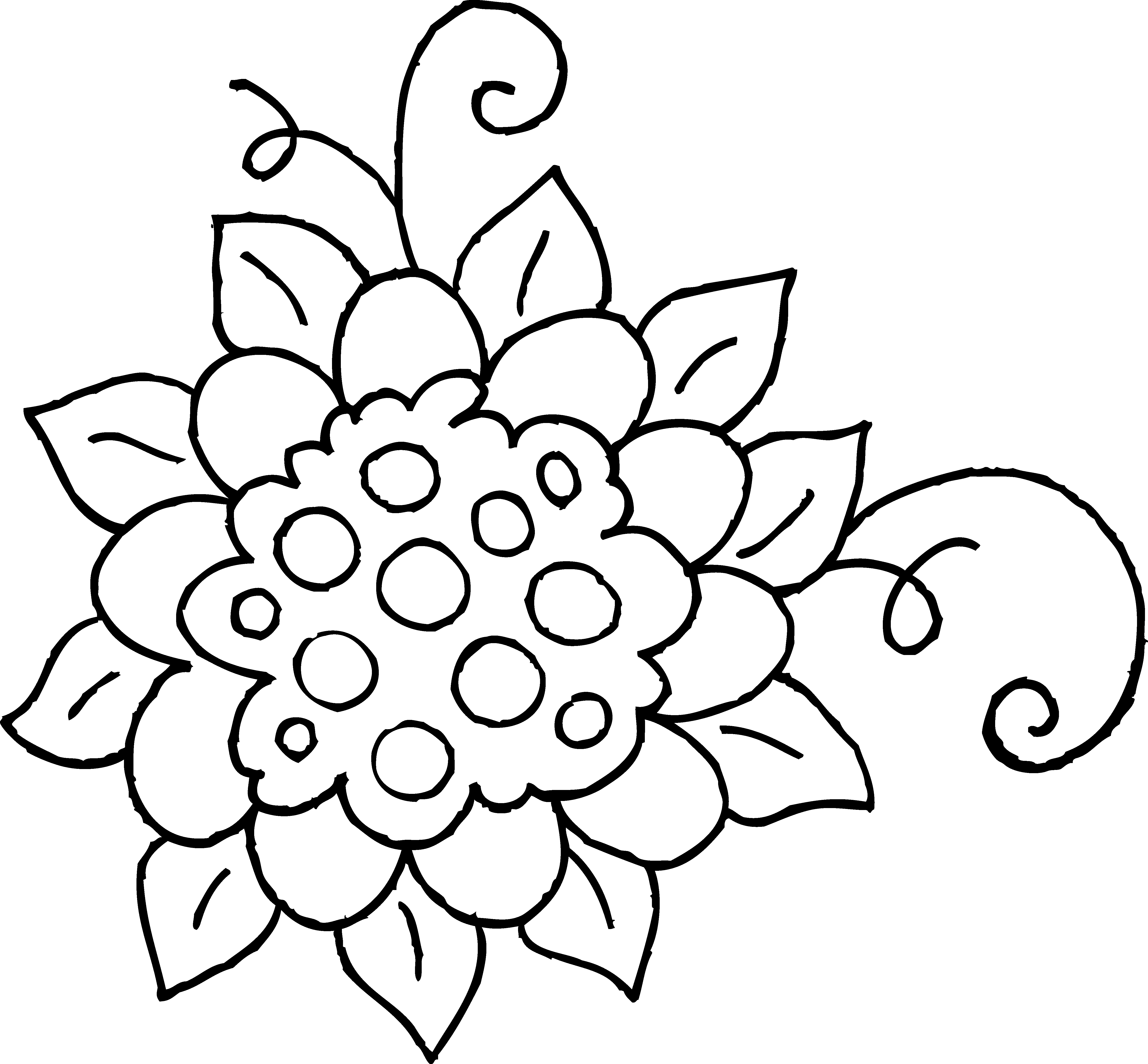 5325x4935 Cute Spring Flower Coloring Page 1