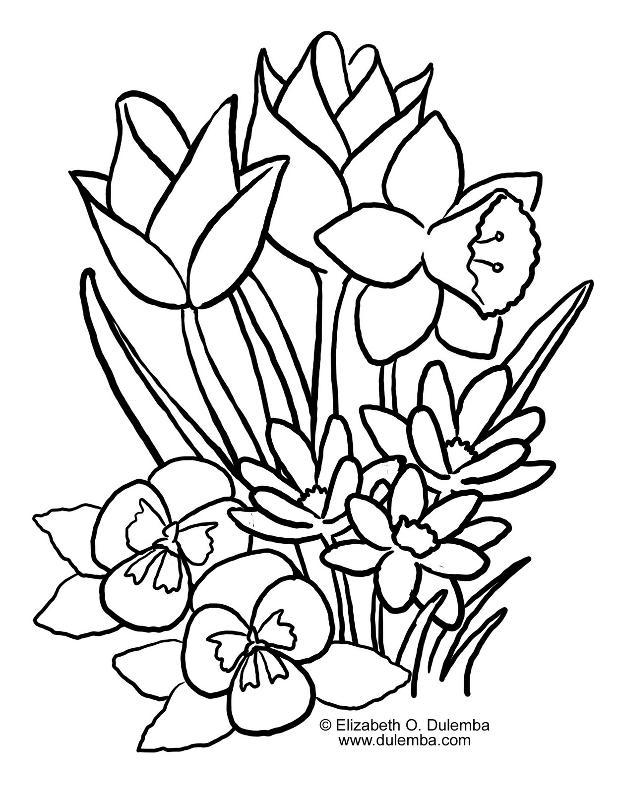 1244x1600 Spring Flowers Coloring Pages Flower Outline For Print