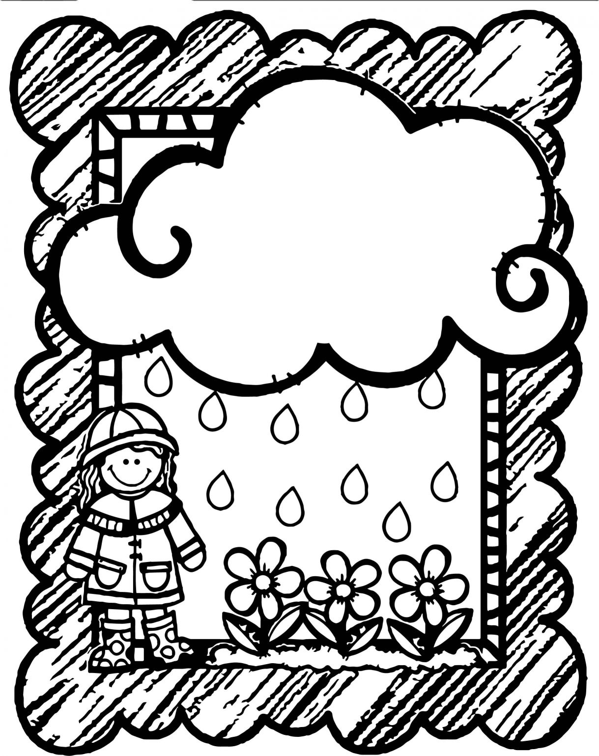 1219x1539 Appealing Shower Girl Flower Cloud Frame Coloring Page