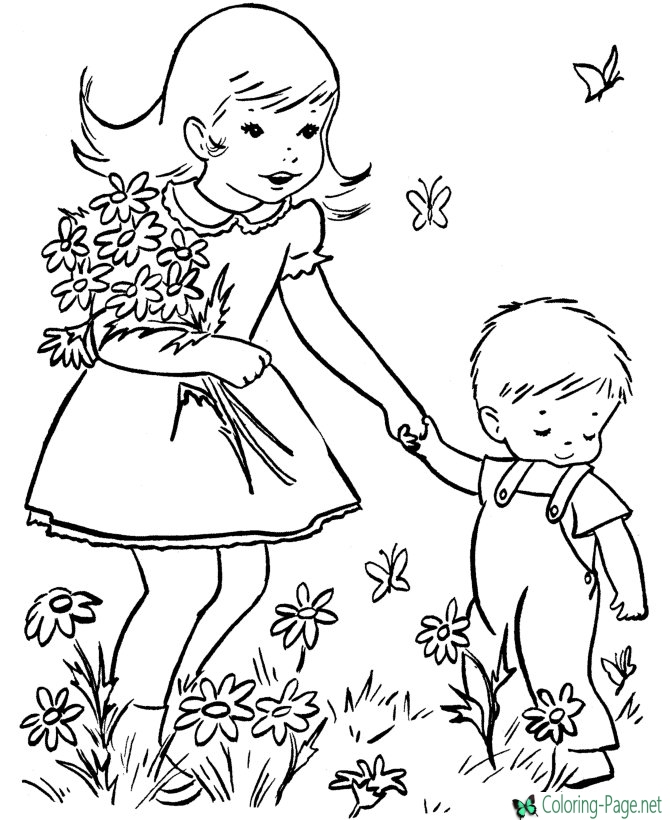 Flower Girl Spring Coloring Pages 670x820 Flower Girl Spring Coloring Pages