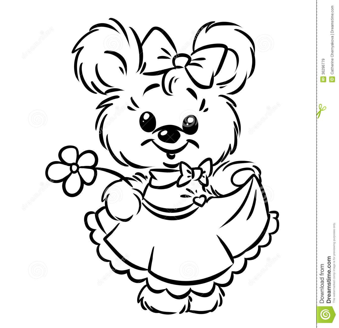 Royalty Free Stock Images Bear Girl Flower Coloring Pages. Image 1345x1300 Royalty Free Stock Images Bear Girl Flower Coloring Pages. Image