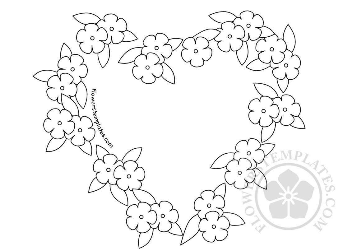 1103x807 Flower Heart Coloring Pages Flowers Templates