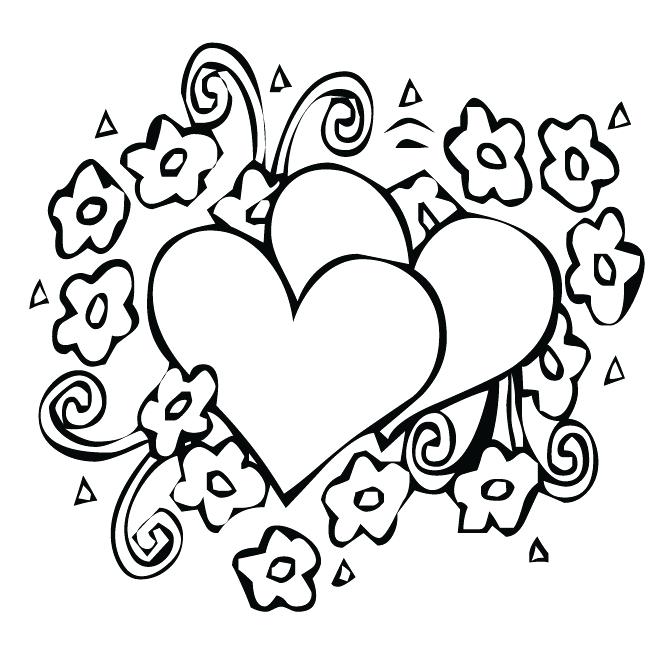 653x657 Flowers And Hearts Coloring Pages Color Pages Of Hearts Coloring