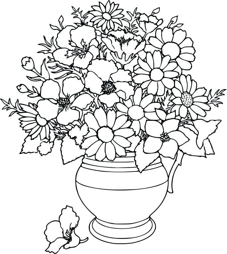 Flower Pot Coloring Pages Flower Coloring Pages Printable Also 736x824 Flower Pot Coloring Pages Flower Coloring Pages Printable Also
