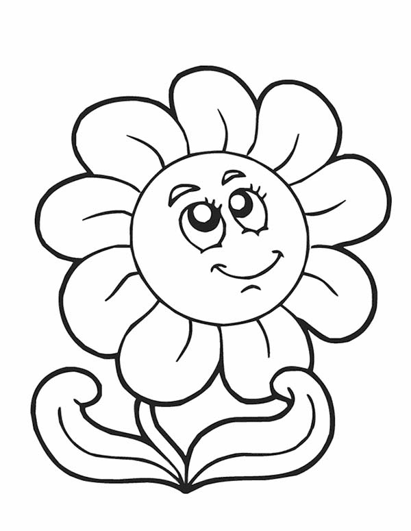 Smiling Spring Flower Coloring Page Color Luna 600x775 Smiling Spring Flower Coloring Page Color Luna