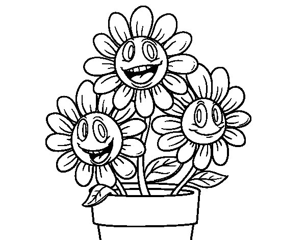 Flower Pot Coloring Pages 600x470 Flower Pot Coloring Pages