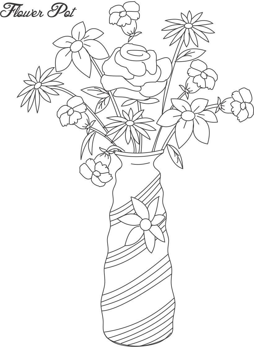 Flower Pot Coloring Printable Page For Kids 12 820x1121 Flower Pot Coloring Printable Page For Kids 12