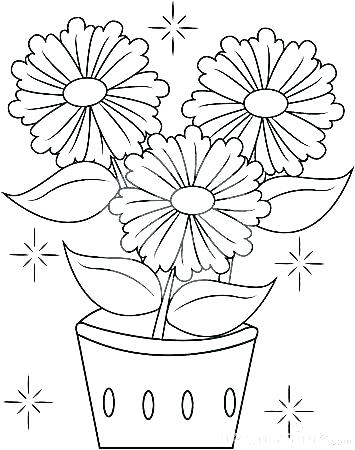 Flower In A Pot Coloring Page at GetColorings.com | Free printable ...
