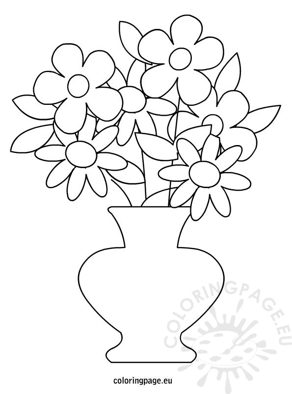 Flowers Pot Coloring Page 595x804 Flowers Pot Coloring Page