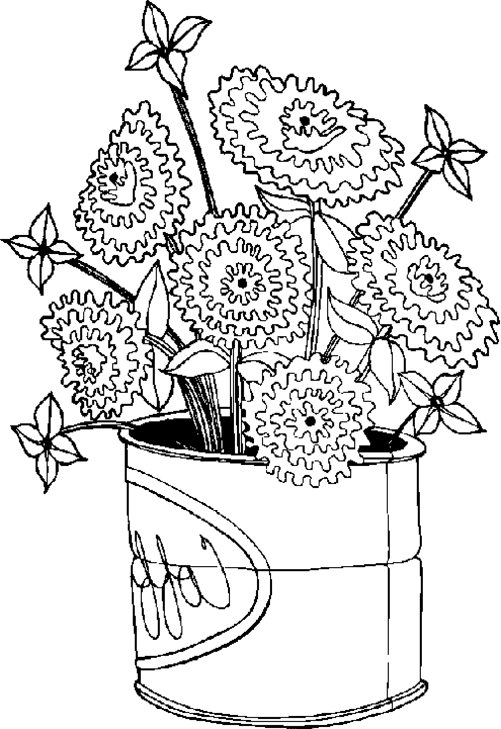 Flower Pot Coloring Page 1000x1455 Flower Pot Coloring Page