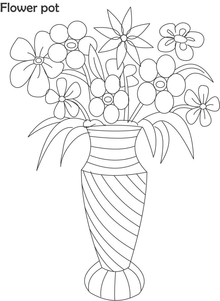 Flower In A Pot Coloring Page at GetColorings.com | Free printable ...