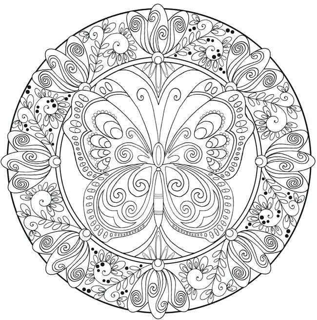 Awesome Flower Mandala Coloring Pages And Creative Haven Butterfly 650x655 Awesome Flower Mandala Coloring Pages And Creative Haven Butterfly