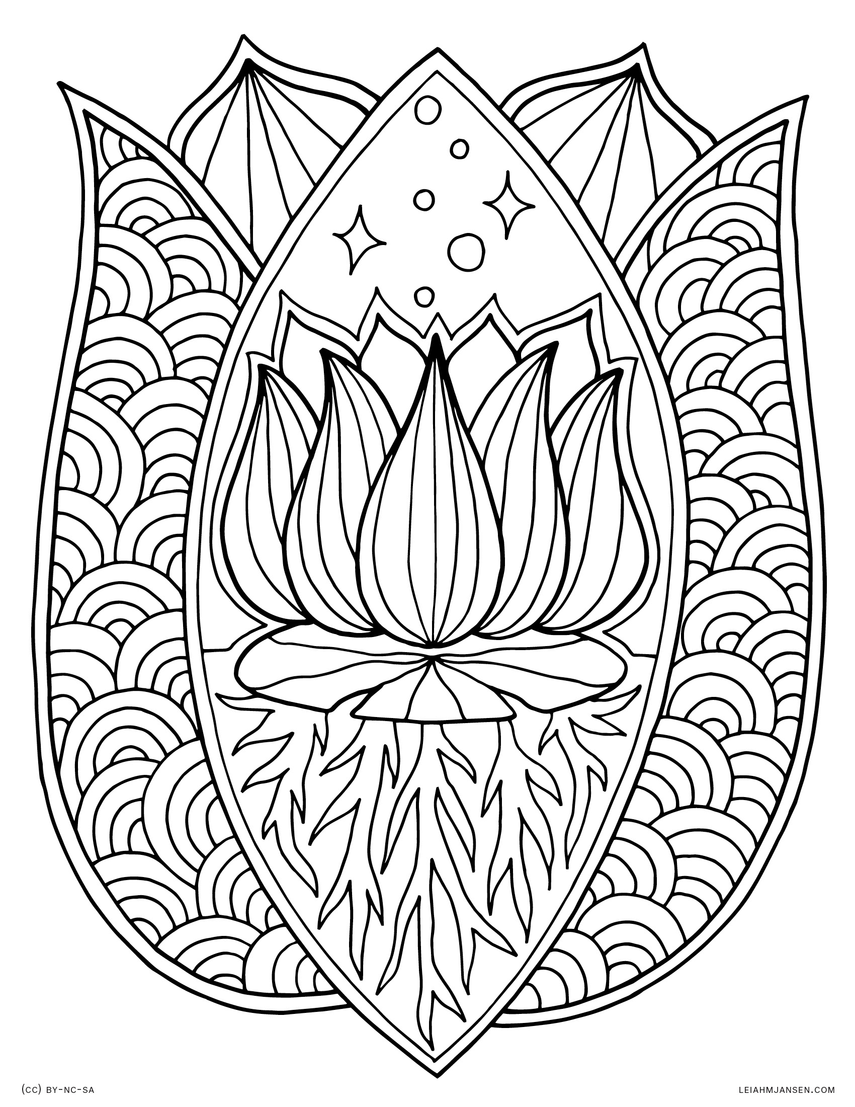 1700x2200 Lotus Flower Mandala Coloring Pages Printable