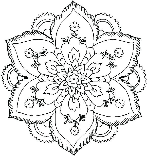 Flower Pattern Coloring Pages Printable Coloring Black White 580x615 Flower Pattern Coloring Pages Printable Coloring Black White