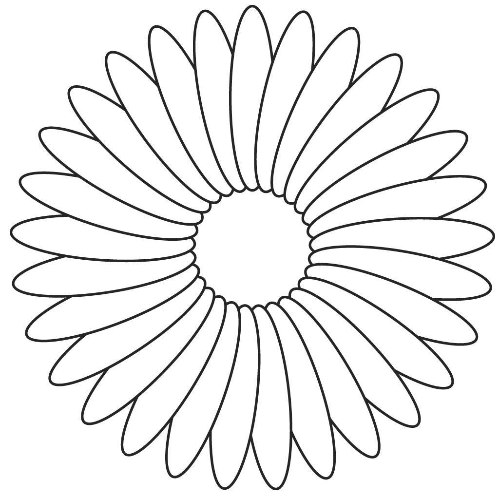1024x1024 Flower With Petals Coloring Page