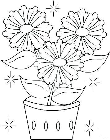355x450 Flower Pot Coloring Page Color Page Flower Flower Pot Coloring