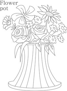 236x320 Flower Page Printable Coloring Sheets Flower Pot Coloring