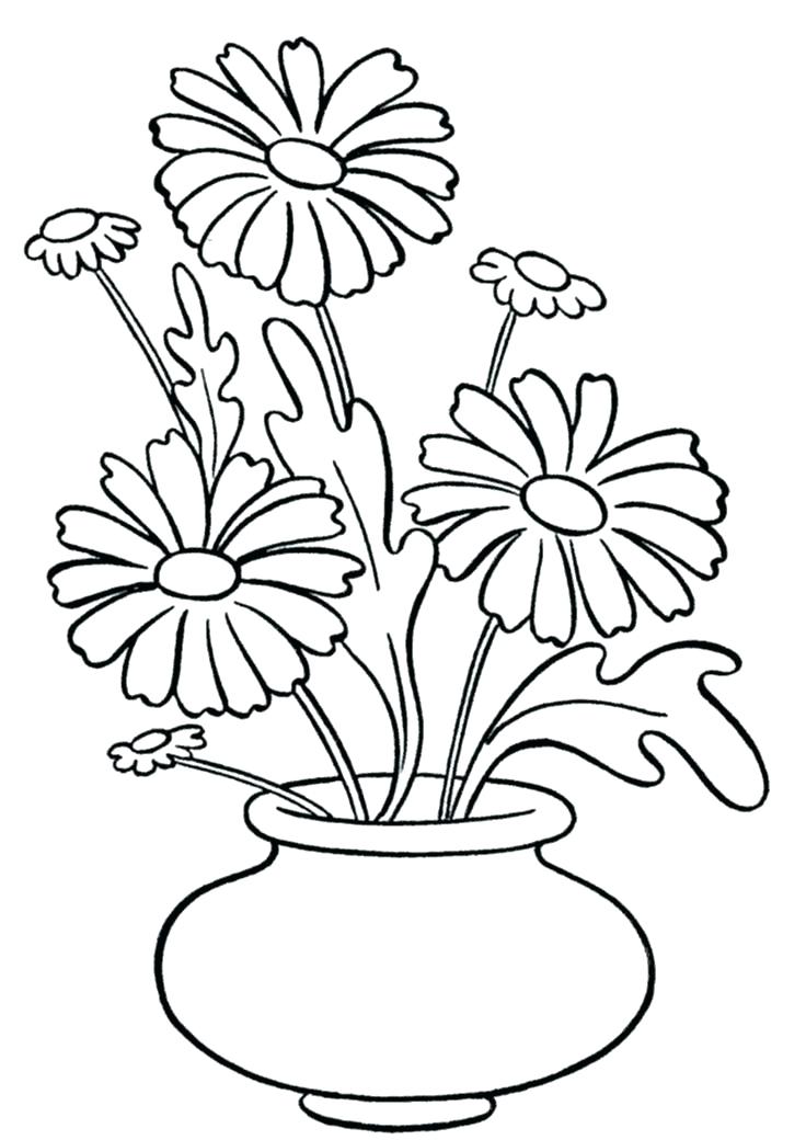 Printable Flower Vase Coloring Pages Page Daisy In Sheets 736x1040 Printable Flower Vase Coloring Pages Page Daisy In Sheets