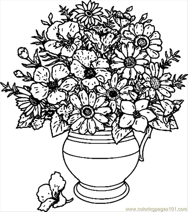 650x730 Vase Of Wild Flowers.svg.hi Coloring Page