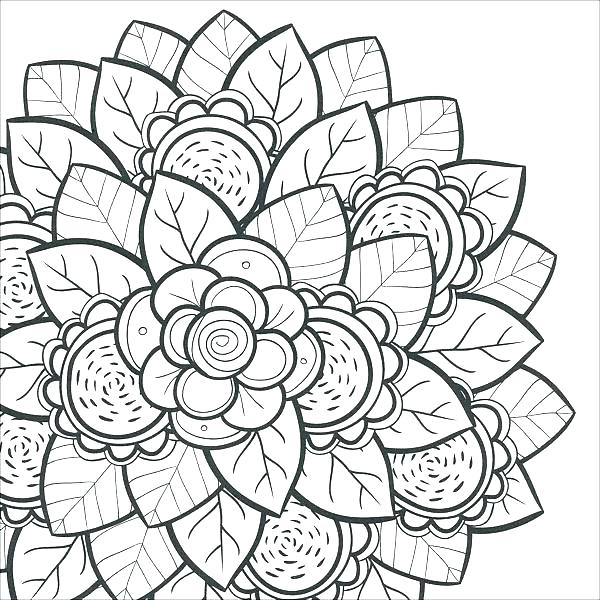 600x600 Flower Coloring Pages Pdf With Flower Coloring Pages For Adults