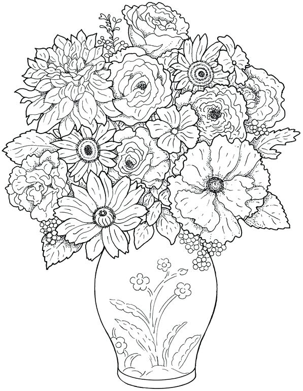597x770 Adult Flower Coloring Pages Best Coloring Pages For Adults Free