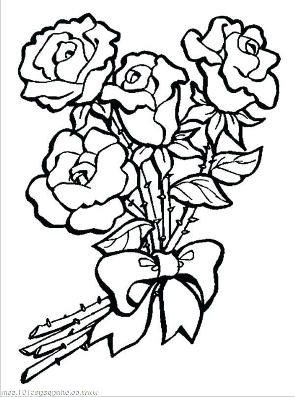 600x807 Coloring Pages Of Flowers Coloring Pages Rose Rose Flower Coloring