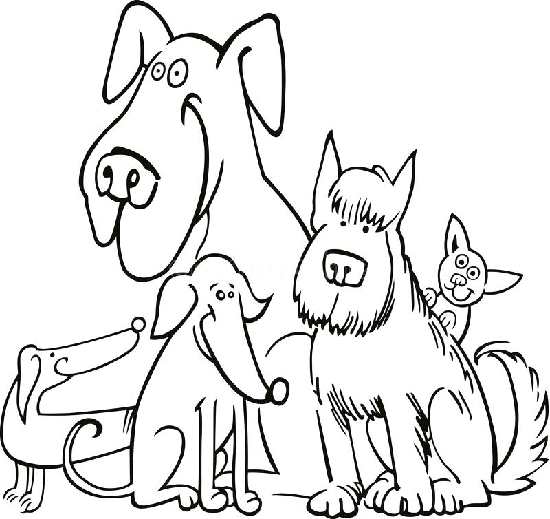 800x754 Group Five Dogs For Coloring Stock Vector Illustration