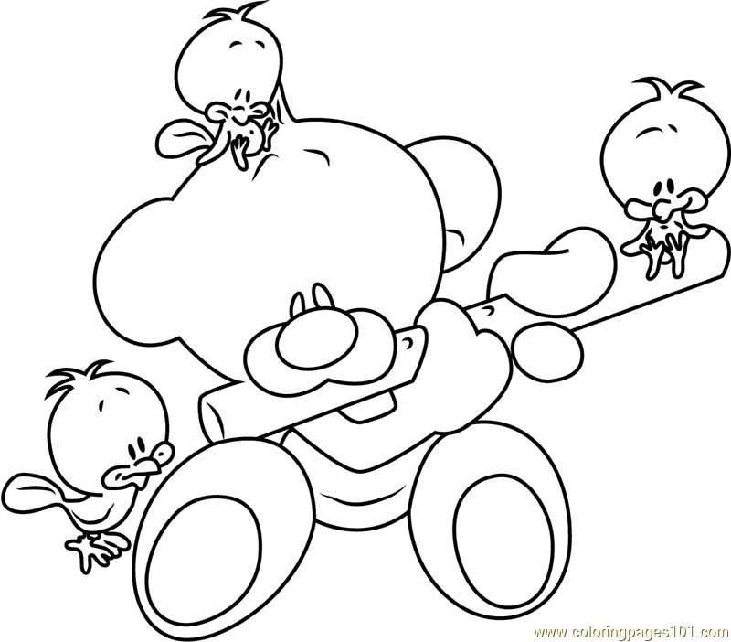 Pimboli Bear Playing Flute Coloring Page 800x702 Pimboli Bear Playing Flute Coloring Page
