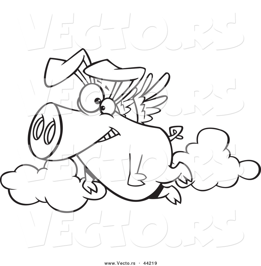 Vector Of A Happy Cartoon Pig Flying 1024x1044 Vector Of A Happy Cartoon Pig Flying