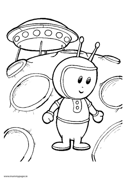 Space Alien And Flying Saucer Colouring Page Mummypages 422x597 Space Alien And Flying Saucer Colouring Page Mummypages