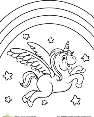 Color The Flying Unicorn Worksheet 301x372 Color The Flying Unicorn Worksheet
