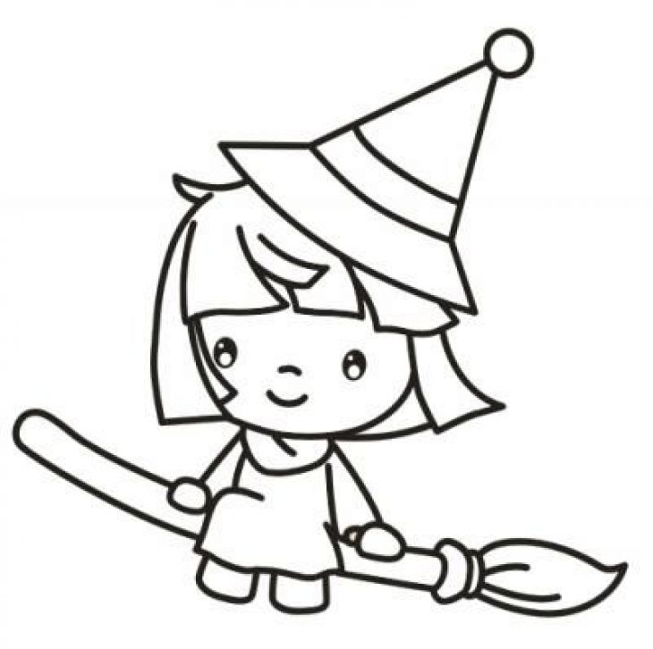Flying Witch Coloring Page