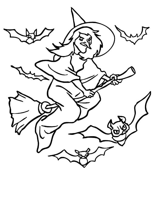 Flying Witch Coloring Page at GetColorings.com | Free printable ...