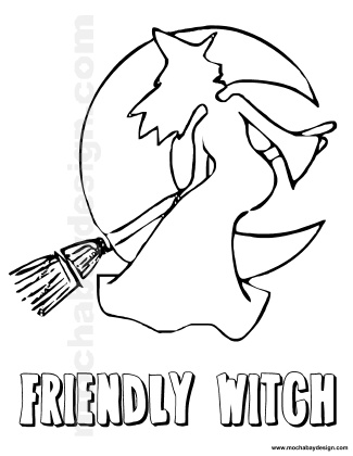 Flying Happy Witch Printable Halloween Kids Coloring Page 325x420 Flying Happy Witch Printable Halloween Kids Coloring Page