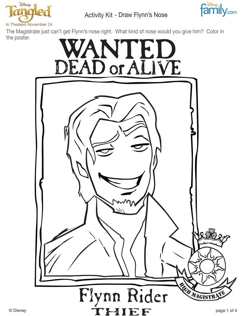 Flynn Rider Coloring Page. Blow This Up For Pin The Nose On Flynn 820x1060 Flynn Rider Coloring Page. Blow This Up For Pin The Nose On Flynn