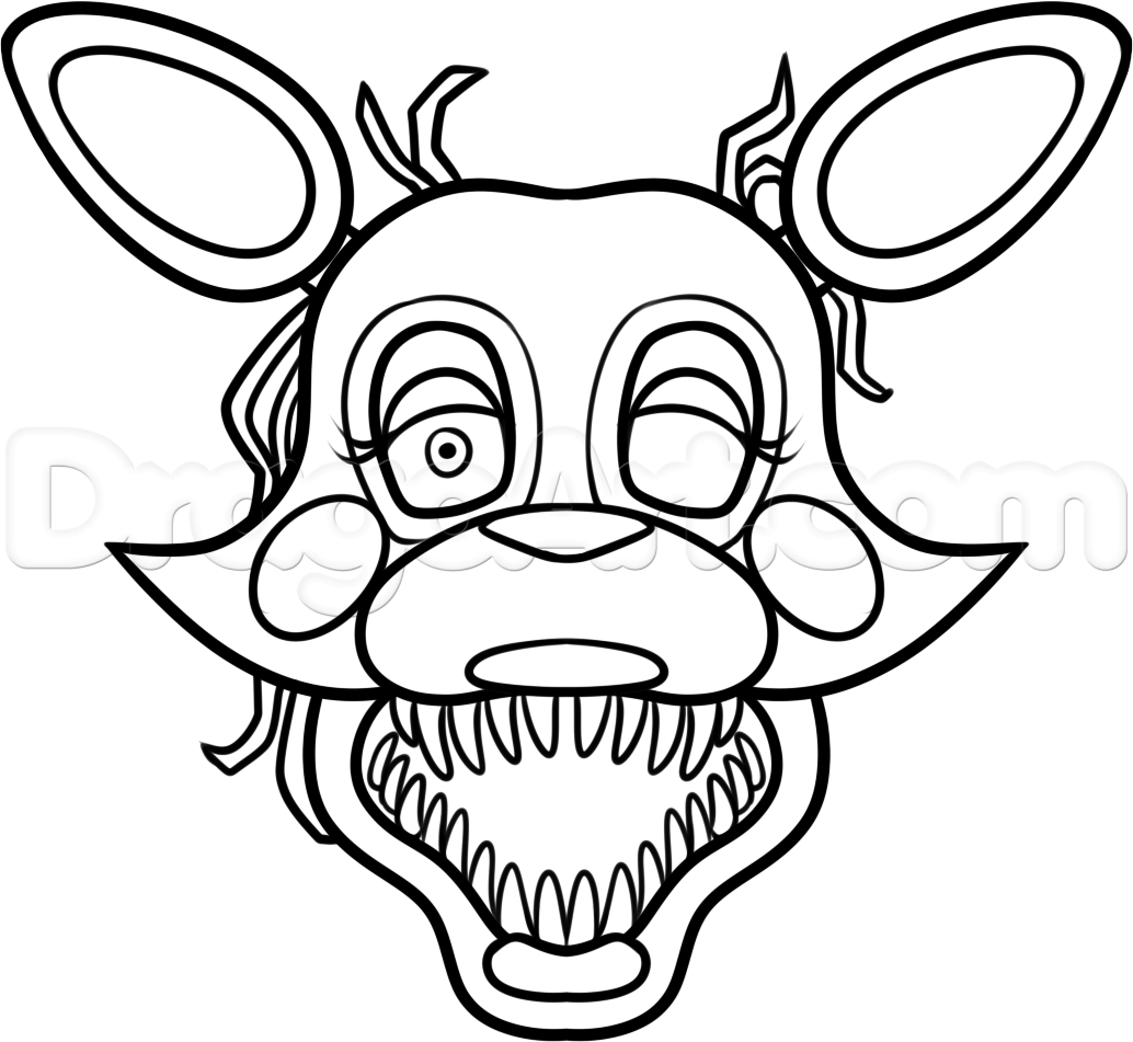 Printable How To Draw Mangle From Five Nights 1034x951 Printable How To Draw Mangle From Five Nights
