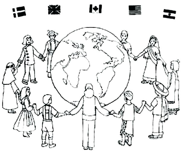 World Coloring Page World Coloring Pages Children Around The World 600x502 World Coloring Page World Coloring Pages Children Around The World