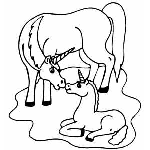 300x300 Unicorn And Foal Coloring Page