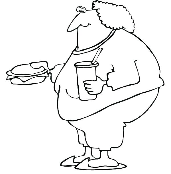 600x612 Food Web Coloring Pages Fat Boy Eating Fast Food Coloring Pages