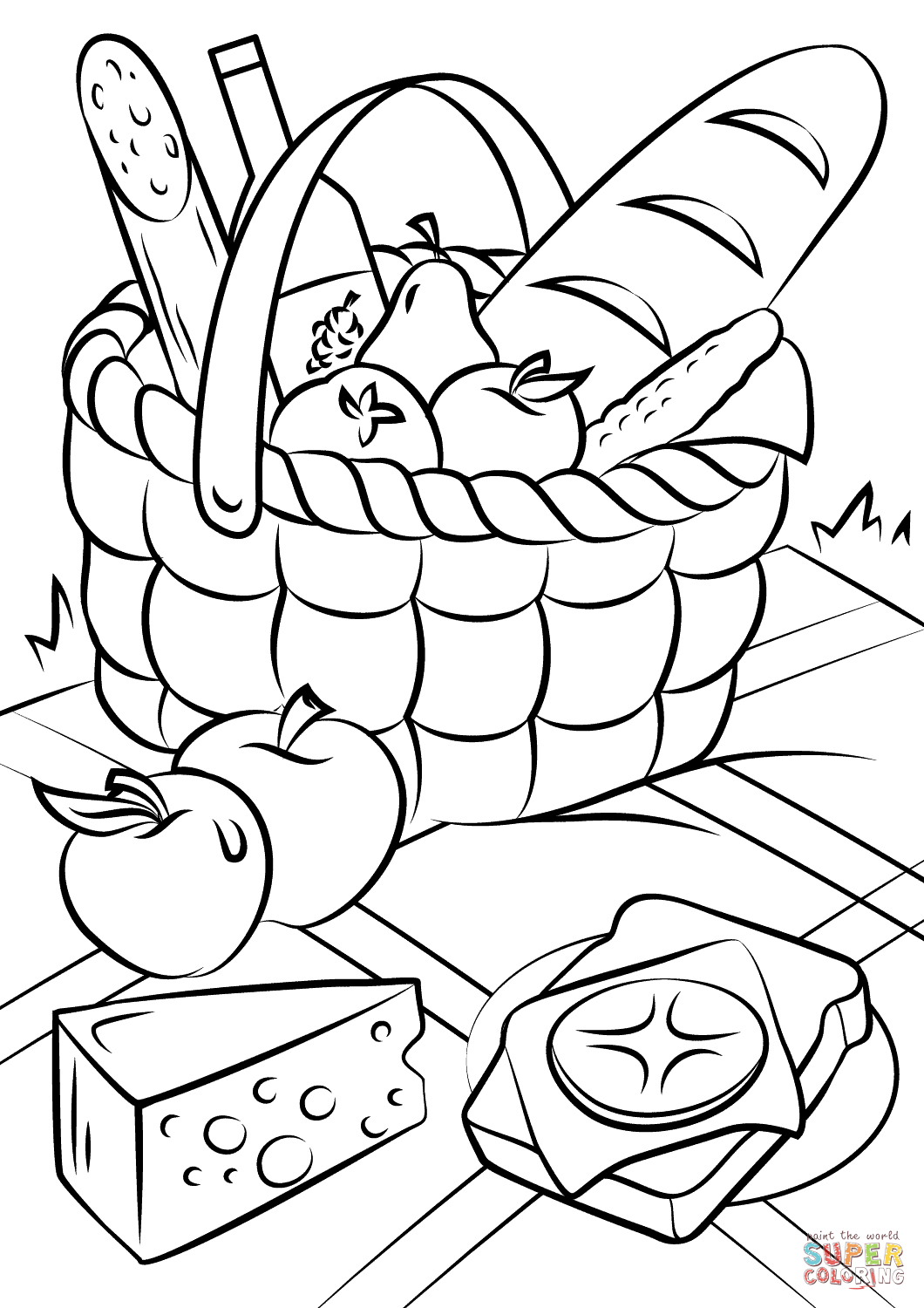 1060x1500 Picnic Basket Food Coloring Page Free Printable Coloring Pages