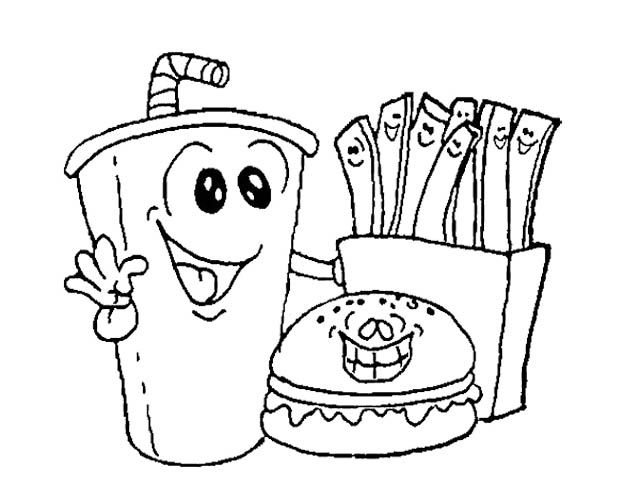 Fast Food Burger With Drink Coloring Page Kids Coloring Pages 640x501 Fast Food Burger With Drink Coloring Page Kids Coloring Pages