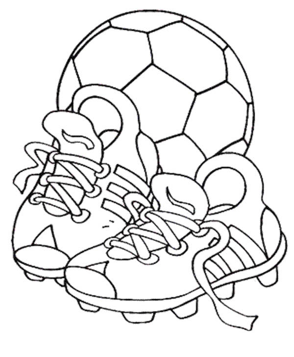 A Soccer Ball And Pair Of Soccer Cleats Coloring Page 600x729 A Soccer Ball And Pair Of Soccer Cleats Coloring Page