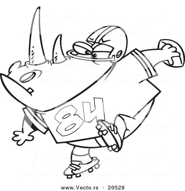 Vector Of A Cartoon Football Rhino Coloring Page Outline By Vector 600x620 Vector Of A Cartoon Football Rhino Coloring Page Outline By Vector