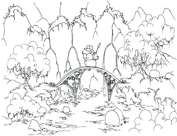 600x461 Forest Coloring Sheets Forest Coloring Pages Beautiful Bridge