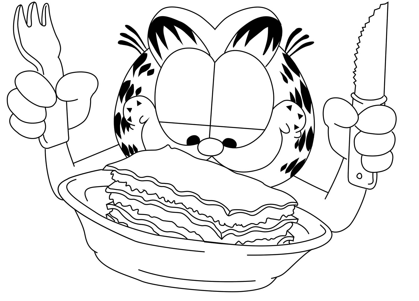 Garfield Wanted To Cut The Cake Using A Knife And Fork Coloring 1600x1152 Garfield Wanted To Cut The Cake Using A Knife And Fork Coloring