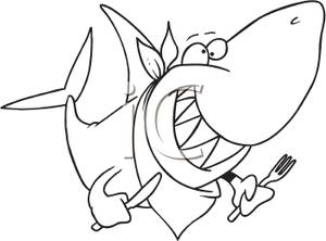 Clipart Picture Coloring Page Of A Shark With A Knife And Fork 300x222 Clipart Picture Coloring Page Of A Shark With A Knife And Fork